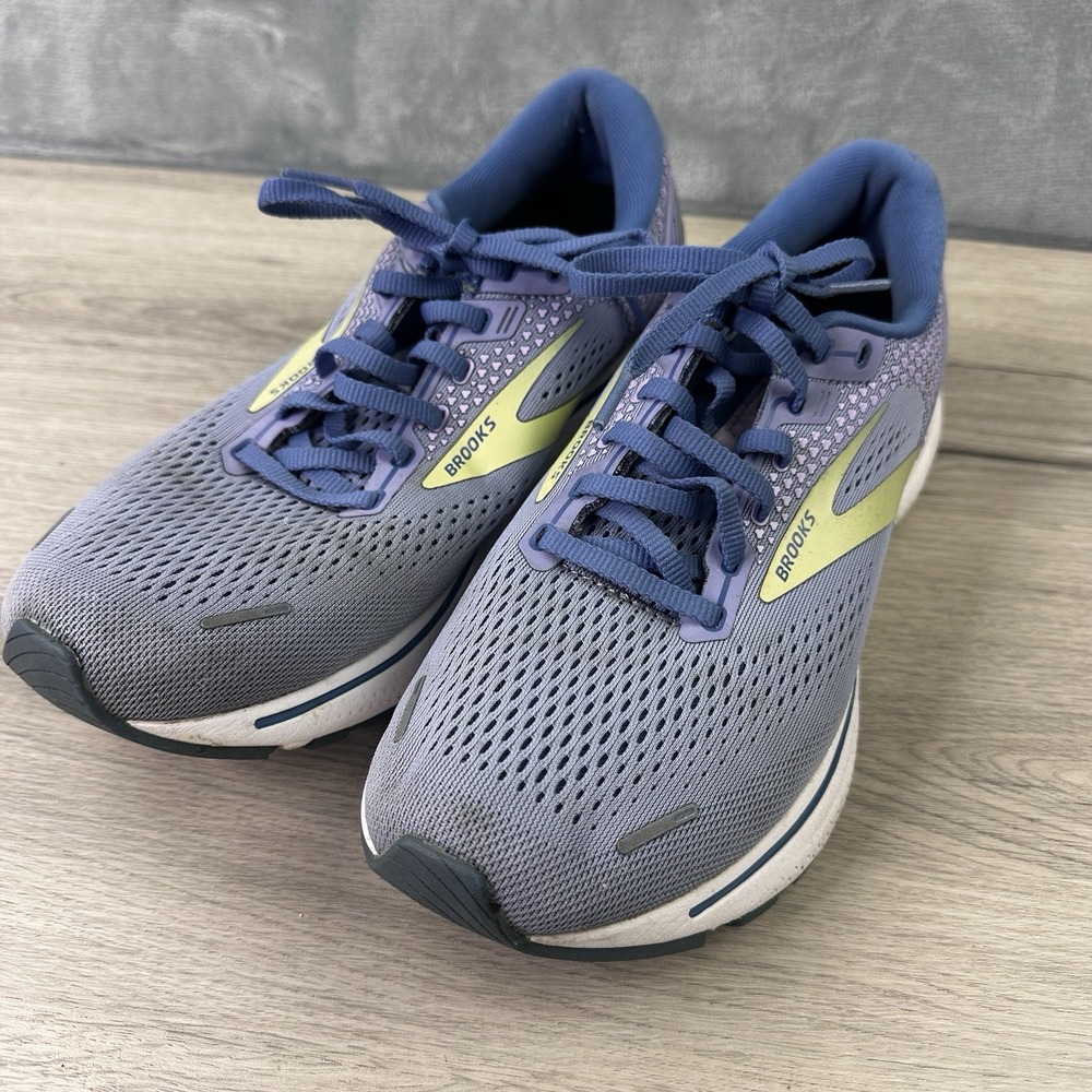 Brooks Ghost 14 Running Shoes Womens 10.5 B Purple Blue Lime 1203561B544 - Picture 1 of 9